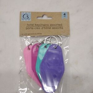 Hotel Keychains Assorted - Purple, Magenta, Aqua and Pink Package of 4